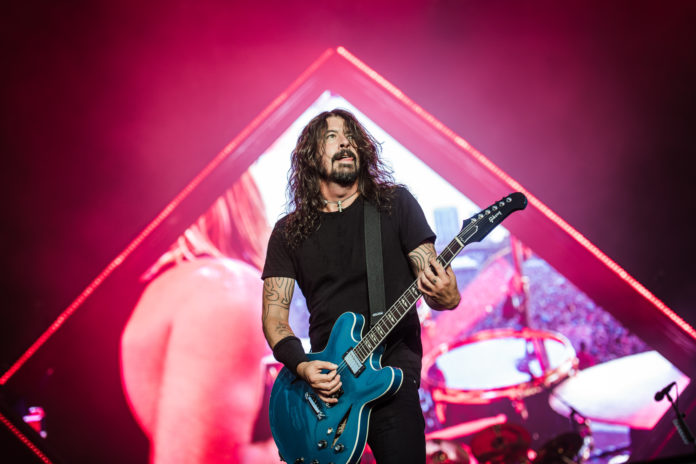 Dave Grohl in concert with Foo Fighters.