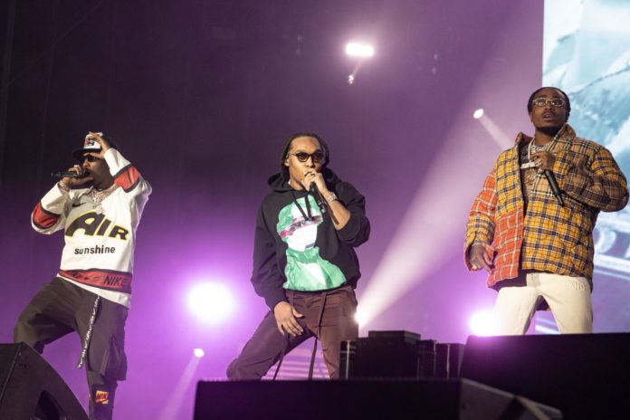 Migos' Offset, Takeoff, and Quavo at the Day N Vegas music festival in 2019.
