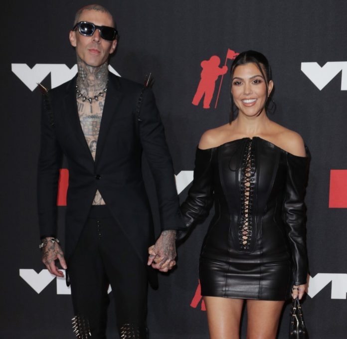 Travis Barker and Kourtney Kardashian at the MTV Music Video Awards in September 2021.